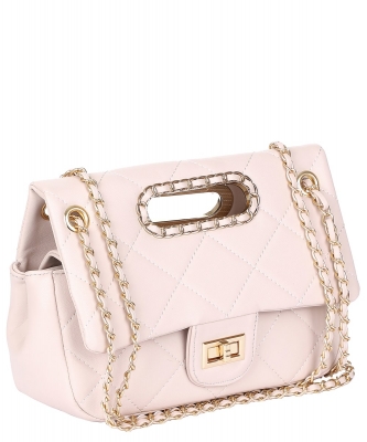 Chevron Top Handle Shoulder Bag 6562 APRICOT